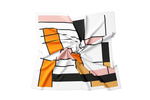 Halstücher aus 100% Mikrofaser Idealgröße 60 x 60 für Corporate Look - Weiß Orange