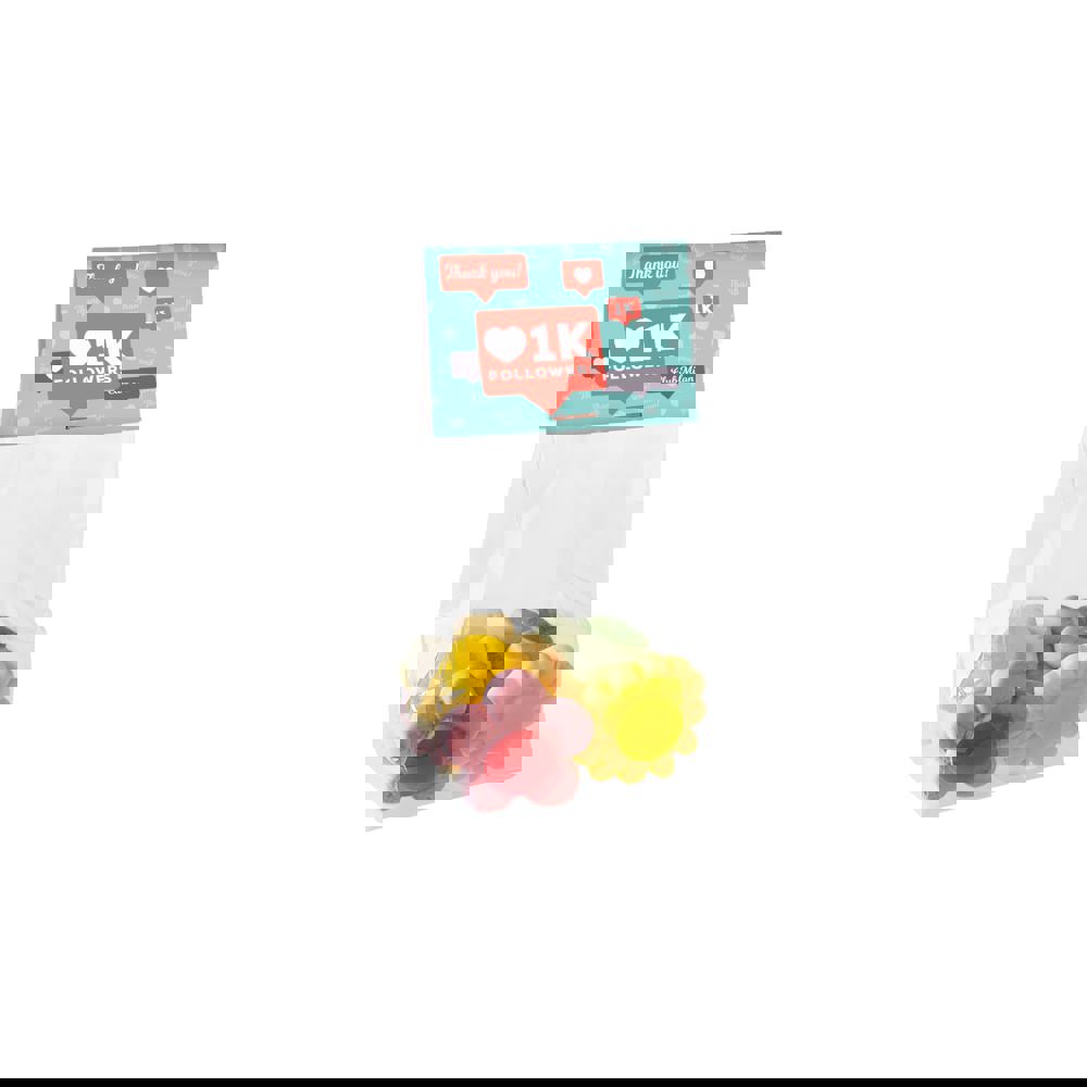 Blockbeutel mit Kopfkarte und 50 g Süssigkeiten