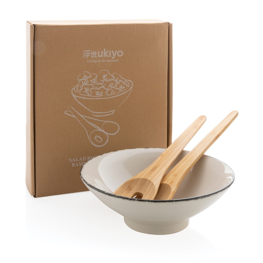 Ukiyo Salatschüssel Mit Bambus Salatbesteck Ukiyo Salatschüssel Mit Bambus Salatbesteck