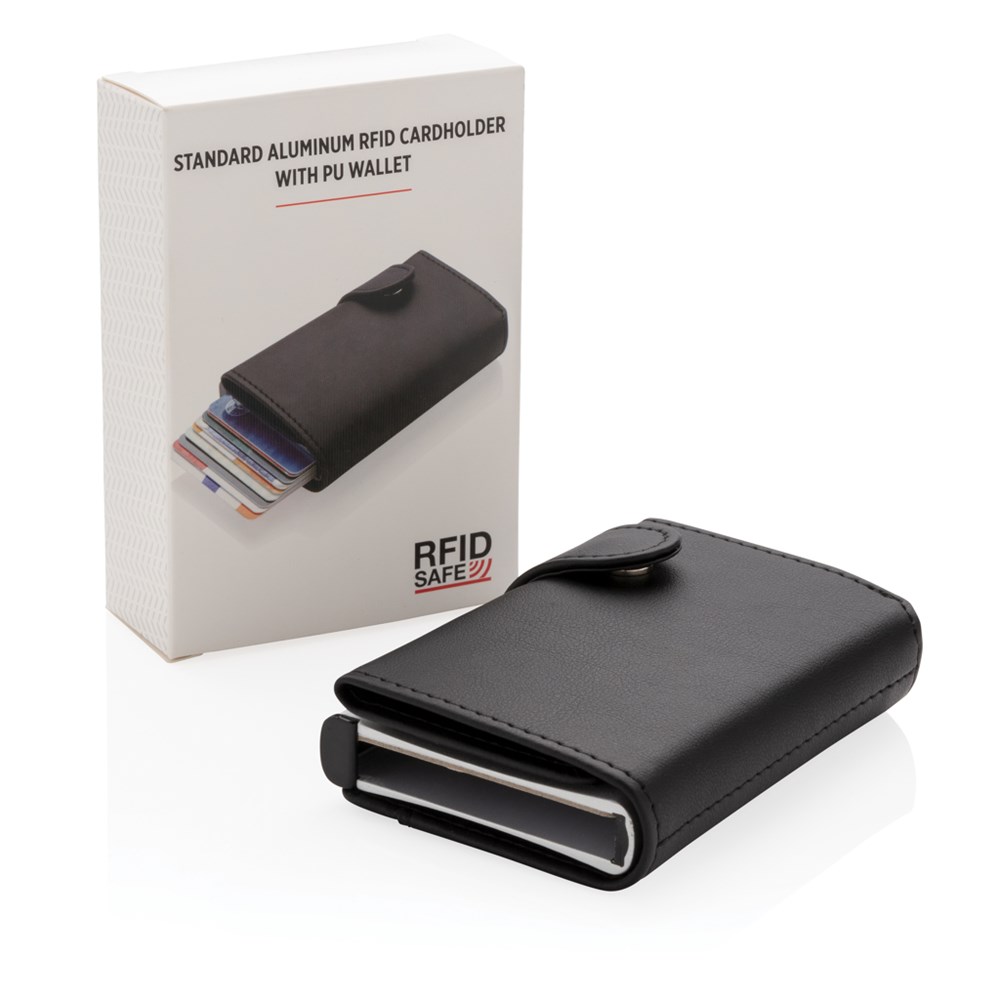 Aluminium RFID Kartenhalter mit PU-Börse Aluminium RFID Kartenhalter mit PU-Börse
