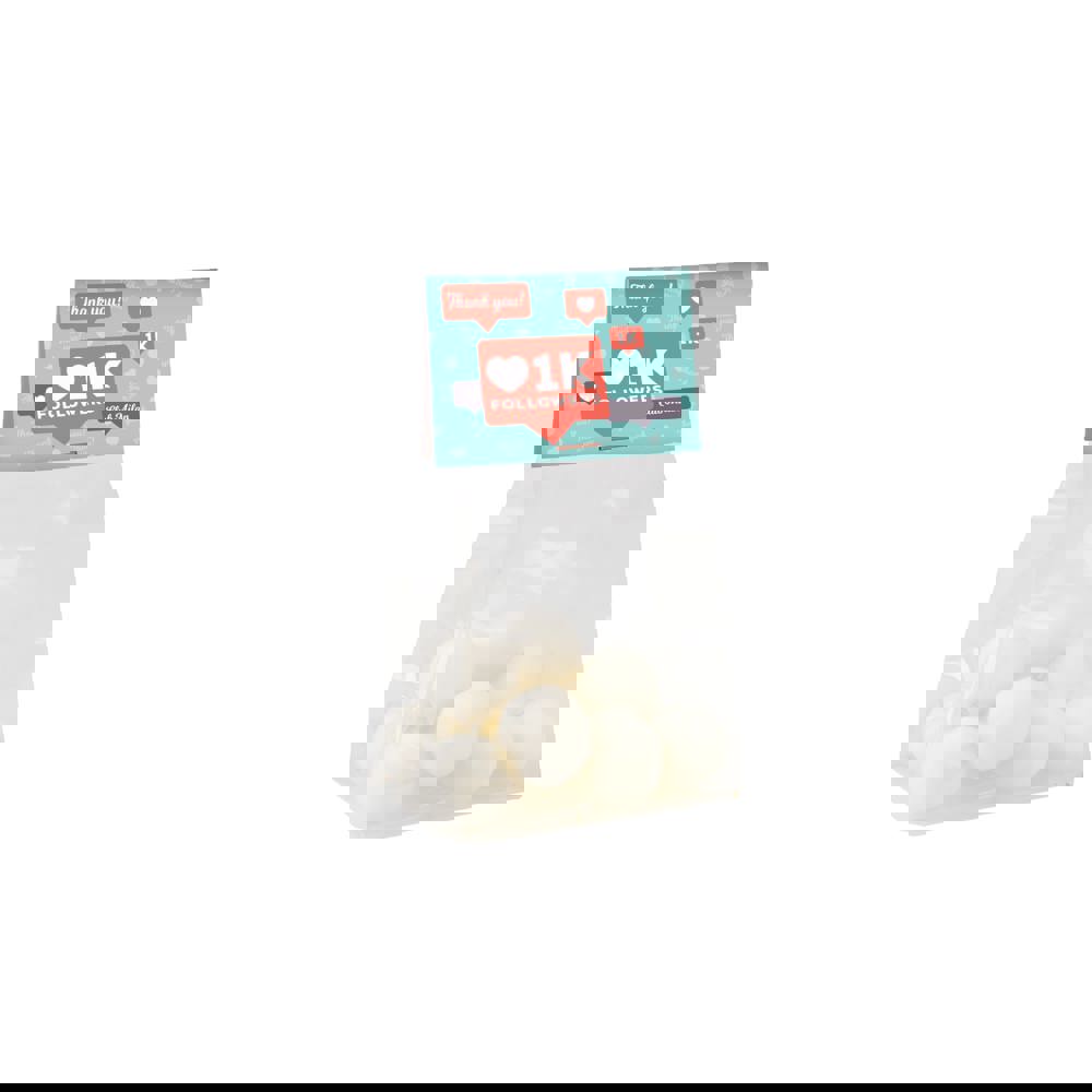 Blockbeutel mit Kopfkarte und 50 g Süssigkeiten - transparent/weiß