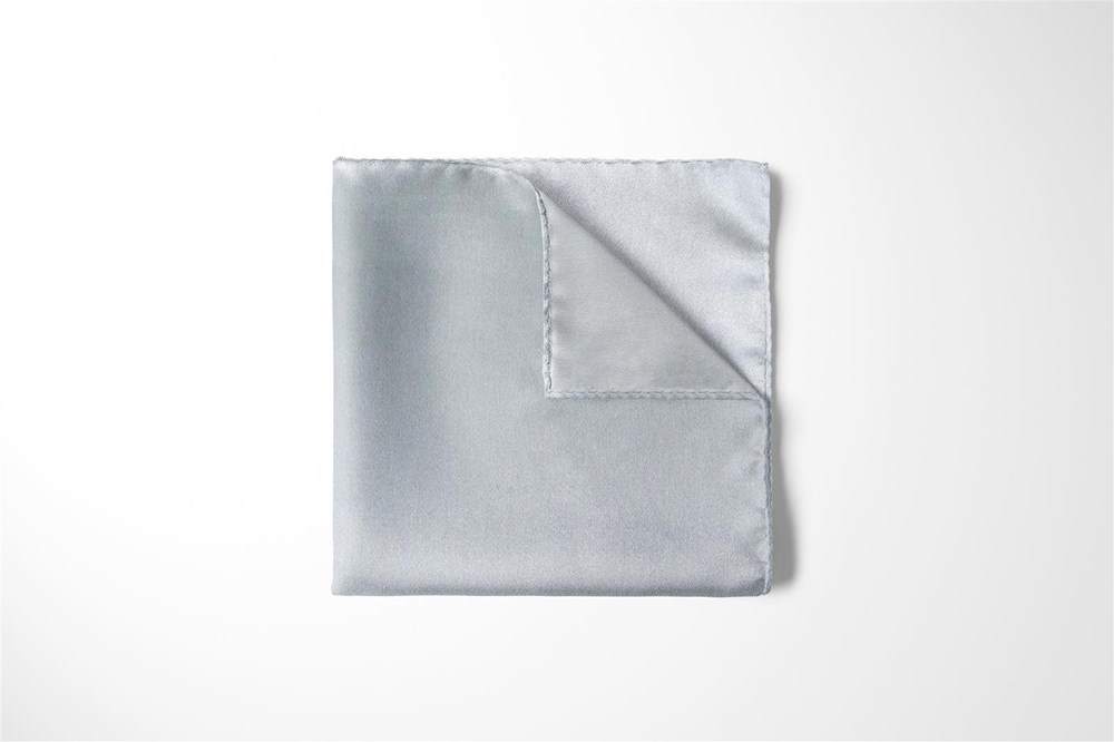 Herren Einstecktuch aus Satin - Einstecktuch uni Einstecktücher in Größe 30 x 30 cm - 100% Mikrofaser - hellgrau