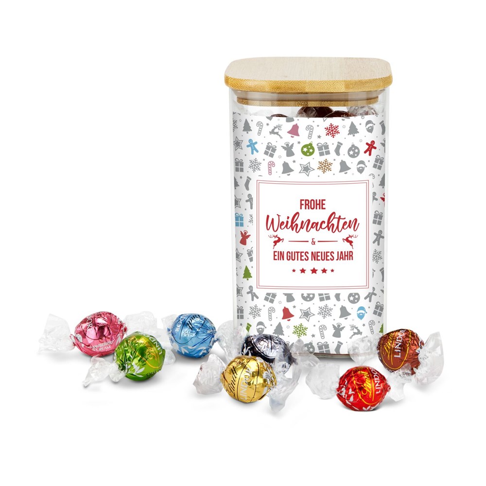 Lindor Team-Glas Frohe Weihnachten mit 35 Lindt Lindorkugeln Lindor Team-Glas Frohe Weihnachten mit 35 Lindt Lindorkugeln
