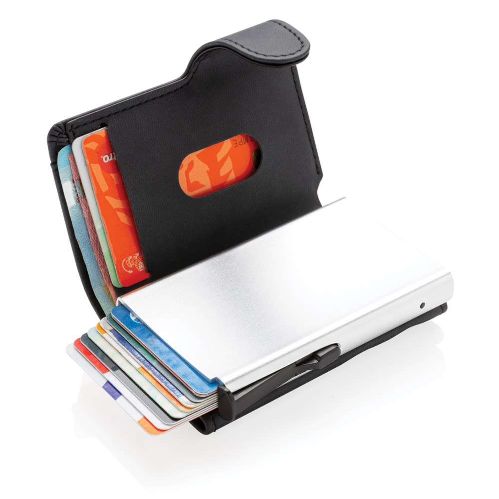 Aluminium RFID Kartenhalter mit PU-Börse Aluminium RFID Kartenhalter mit PU-Börse