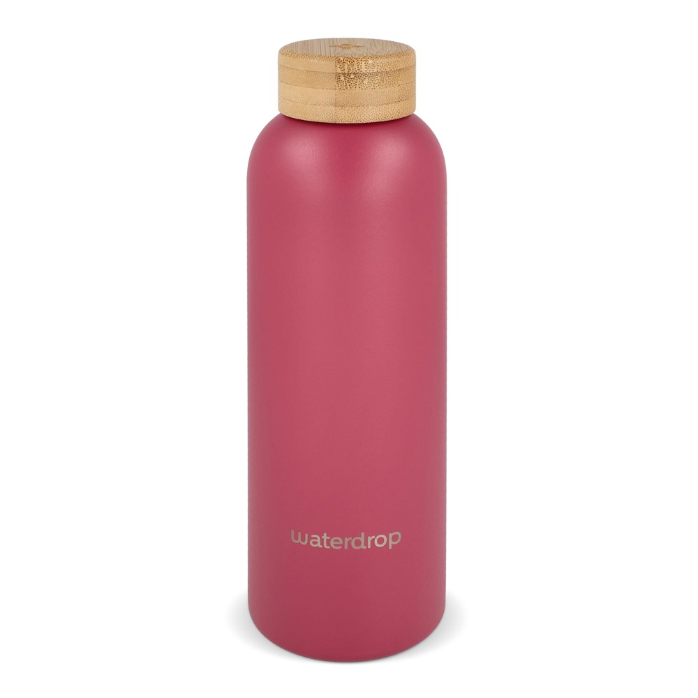 Waterdrop Edelstahlflasche mit Bambusdeckel 600 ml