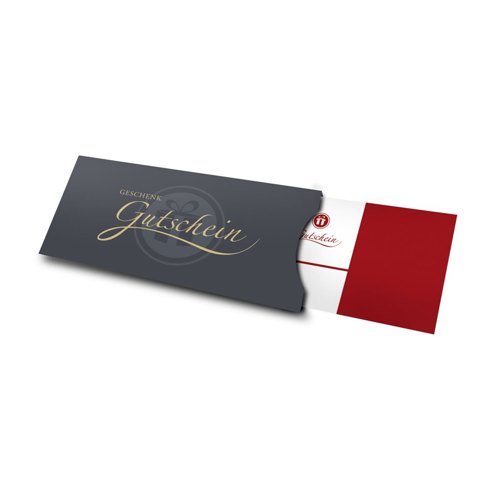 Geschenkgutschein Rot in Holzkiste, Kategorie 10 €, große Auswahl an Präsenten, Lifestyle- und Wellnessprodukten
