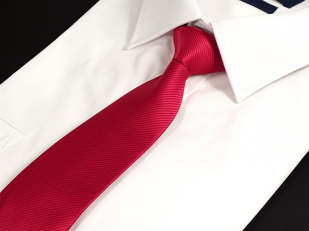 Krawatten Set für Herren - Sicherheitskrawatte & Einstecktuch - Bereits Gebundene Krawatte mit Gummizug und Einstecktuch aus Mikrofaser - Handgefertigt in Italien - 51 x 7 cm - rot