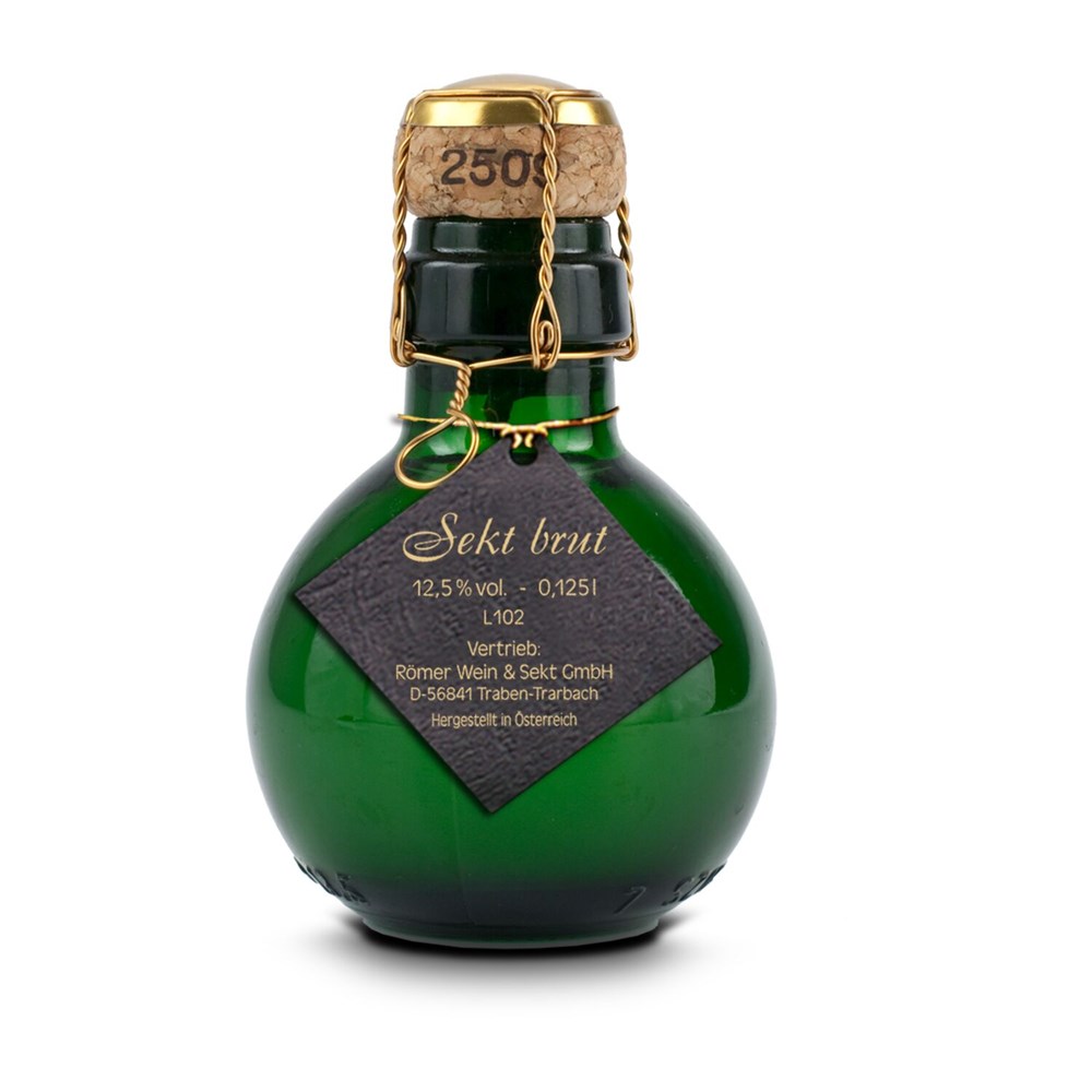 Kleinste Sektflasche der Welt! Diesmal statt Blumen - Inklusive Geschenkkarton in Gelb, 125 ml