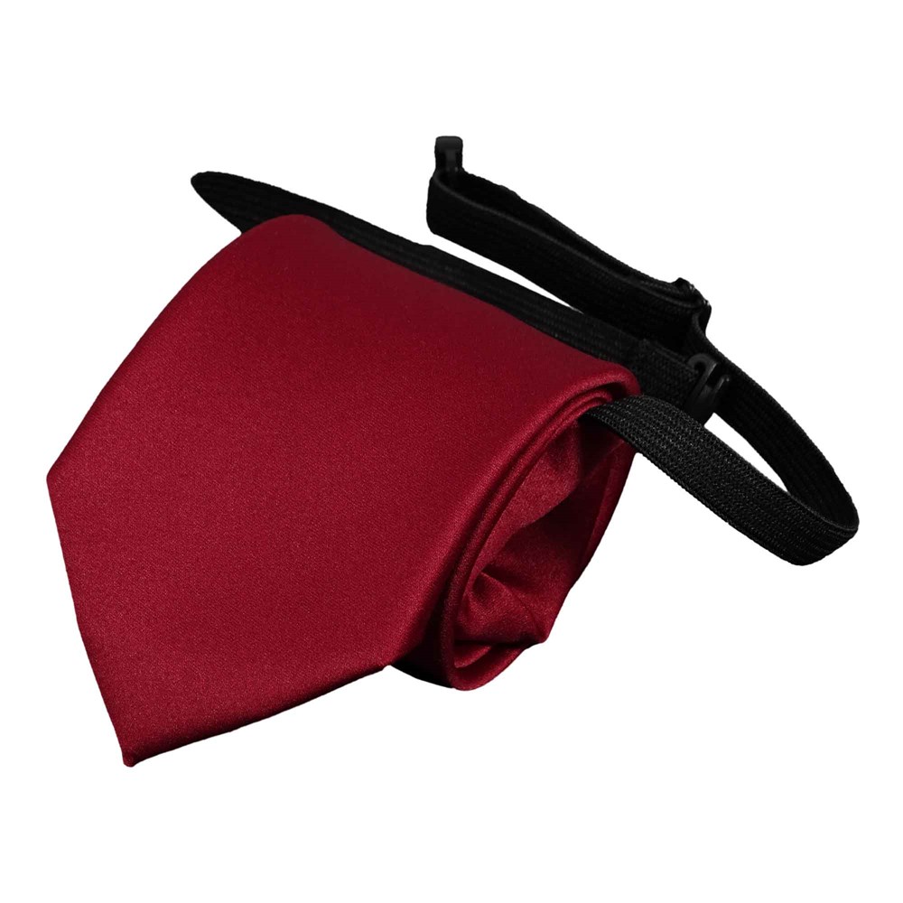 Krawatte mit Gummizug - Sicherheitskrawatte - Bereits gebundene Krawatten im Satin Finish - 51 x 7 cm - bordeaux