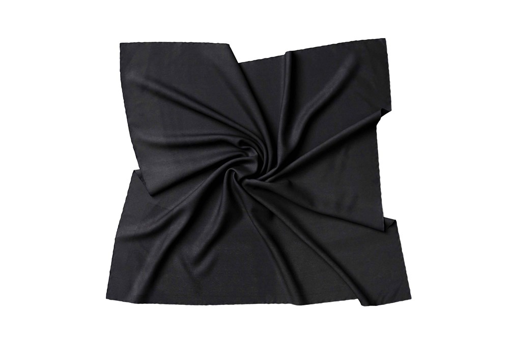 Halstuch Seidentuch Bandana in 100% Twill Seide für Damen - Halstuchgröße: 55 x 55 cm - Schwarz