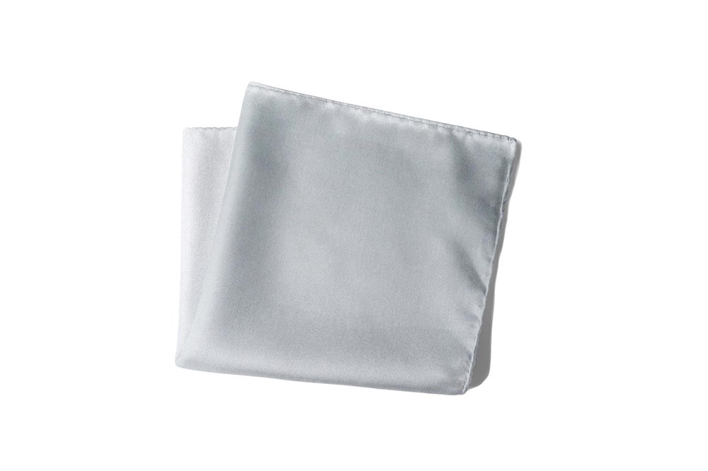 Herren Einstecktuch aus Satin - Einstecktuch uni Einstecktücher in Größe 30 x 30 cm - 100% Mikrofaser - hellgrau