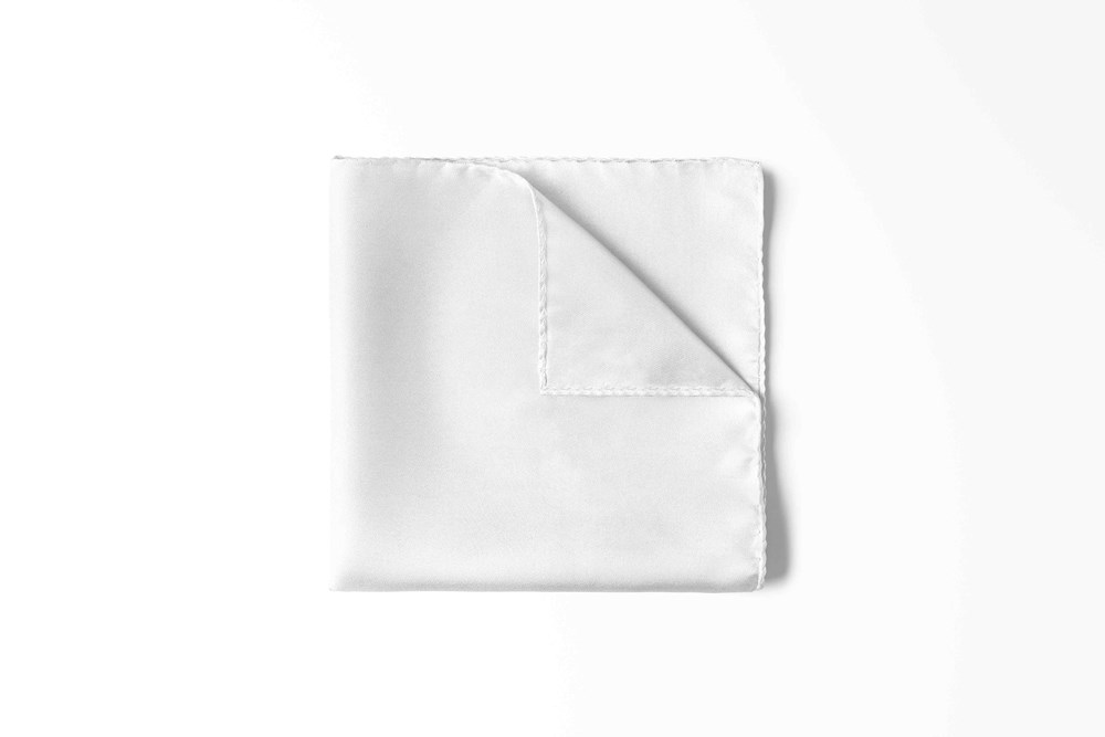 Herren Einstecktuch aus Satin - Einstecktuch uni Einstecktücher in Größe 30 x 30 cm - 100% Mikrofaser - Weiß