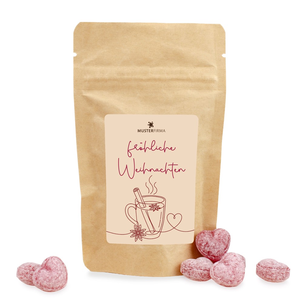 Ecobag XS mit Glühweinbonbons und Logo – Nachhaltiger Streuartikel