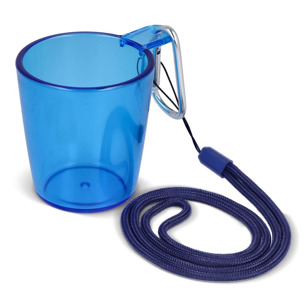 Festival-Shotglas mit Lanyard - Transparent / Blau